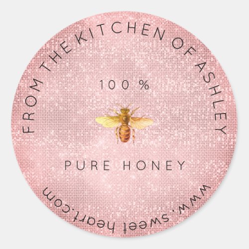 Homemade 100  Honey From The Kitchen Pink Sparkly Classic Round Sticker