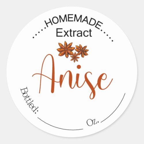 Homemade Anise Extract label Food flavoring tag