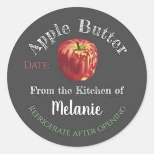 Homemade Apple Butter Chalk Art Canning Jam Jar Classic Round Sticker