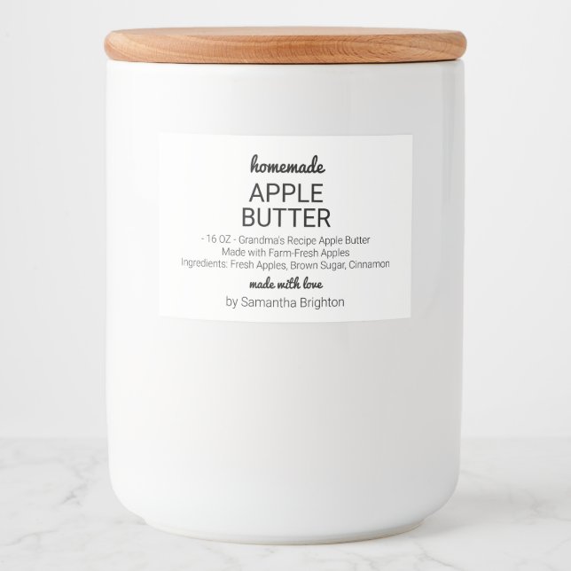 Homemade Apple Butter Custom Kitchen Pantry  Food Label (Front)
