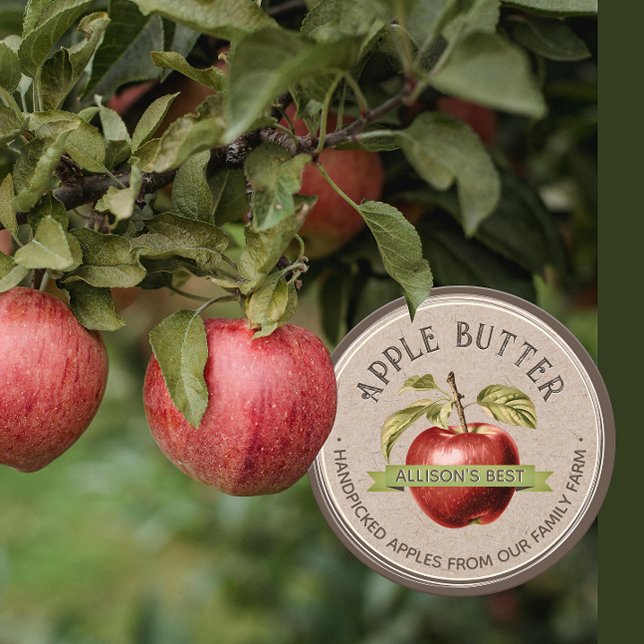 HOMEMADE APPLE CIDER Grunge Font Kraft and Brown Classic Round Sticker (Creator Uploaded)