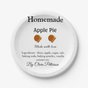 Homemade apple pie made with love add ingredients  paper plates