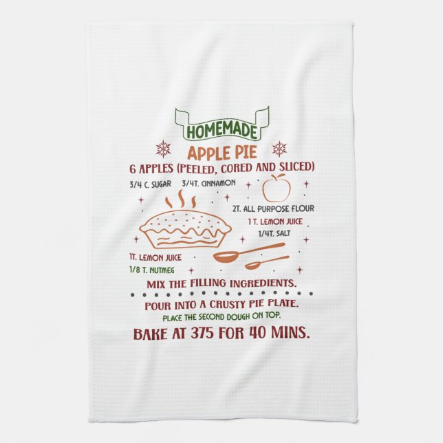 Homemade Apple Pie Recipe Kitchen Towel (Vertical)