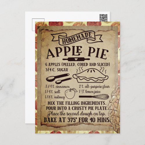 Homemade Apple Pie Recipe Postcard