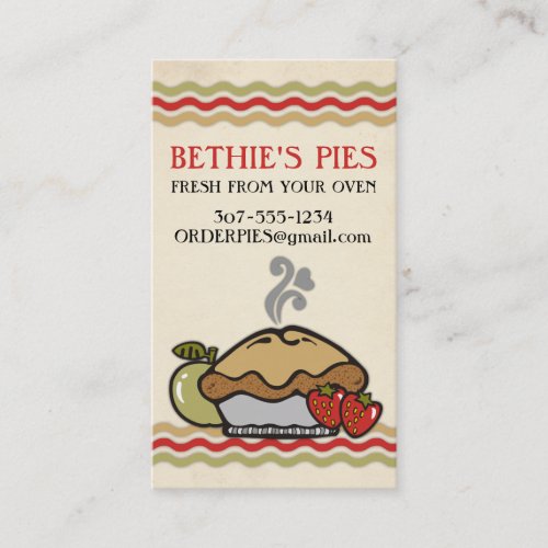 homemade apple strawberry pie bakery fruit pies business card
