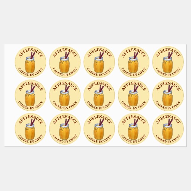 Homemade Applesauce Jar Canning Food Apple Sauce Labels (Sheet)