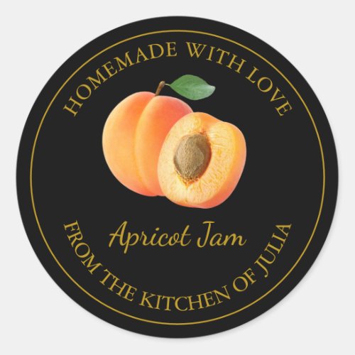 Homemade Apricot Jam Label  Black