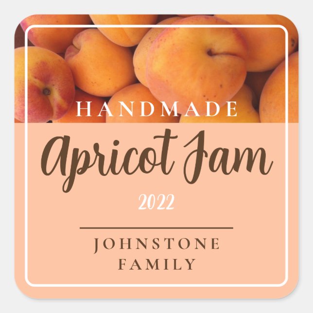 Homemade Apricot Jam Square Stickers (Front)
