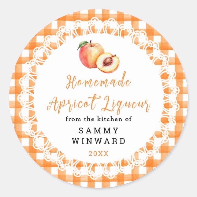 Homemade Apricot Liqueur Bottle Label (Front)