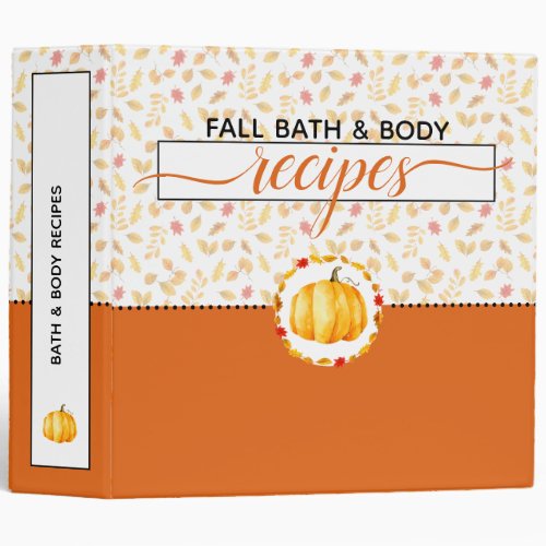 Homemade Artisan Bath  Body Recipes Fall Pumpkin 3 Ring Binder