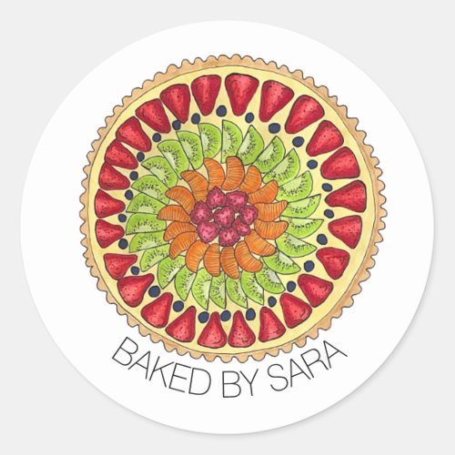 Homemade Baked By From the Kitchen Fruit Tart Pie Classic Round Sticker