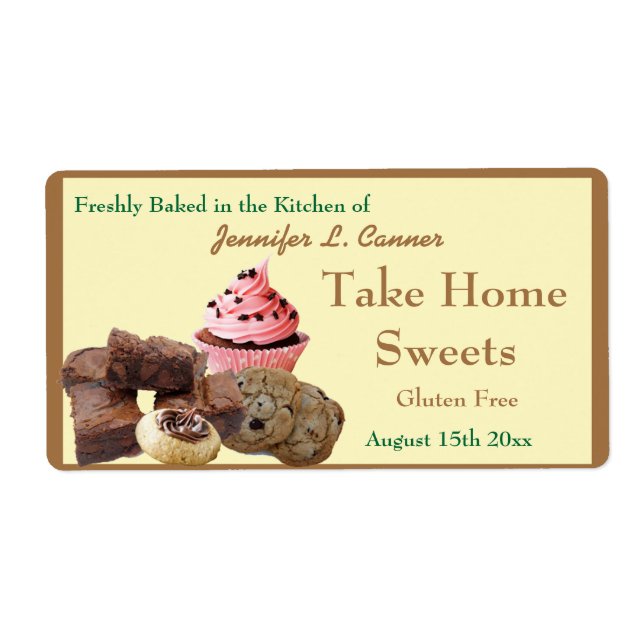 Homemade Baked Goods Assortment Bright Brown Edge Label (Front)