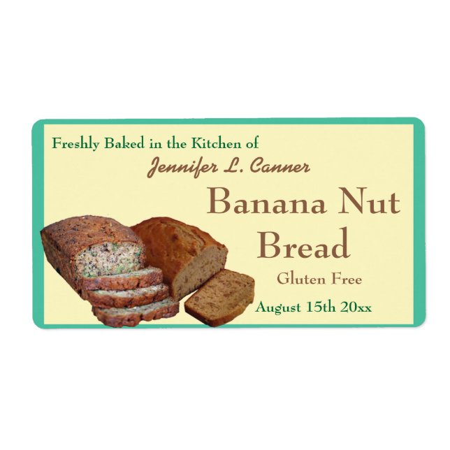 Homemade Baked Goods Breads Turquoise Green Edge Label (Front)