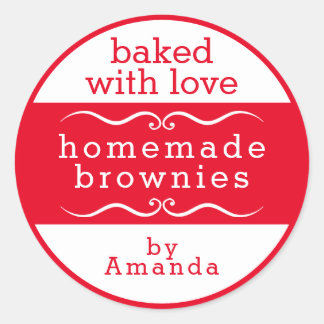 Homemade Baked Goods Brownie Classic Round Sticker