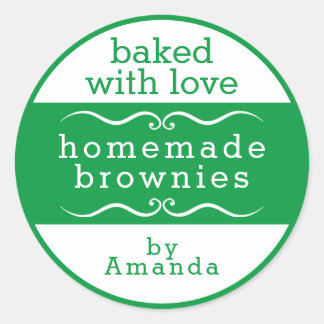 Homemade Baked Goods Brownie Classic Round Sticker