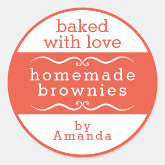 Homemade Baked Goods Brownie Classic Round Sticker