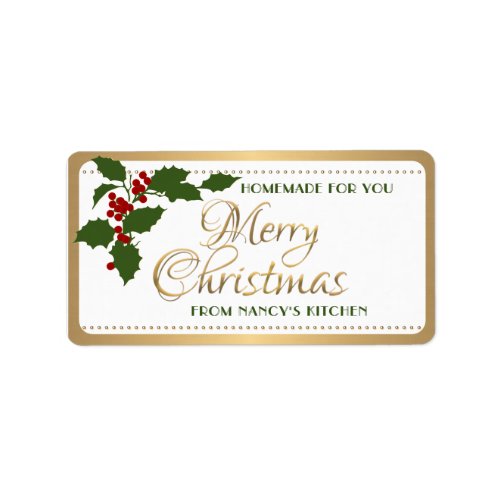 Homemade Baked Goods Holly and Berries Label 