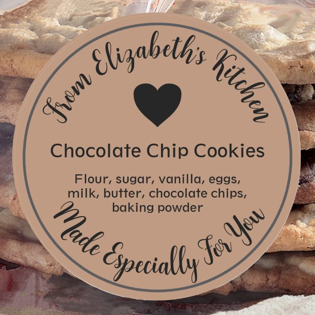 Homemade Baked Goods Ingredients Kraft Paper Brown Classic Round Sticker (Creator Uploaded)