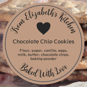 Homemade Baked Goods Ingredients Kraft Paper Brown Classic Round Sticker