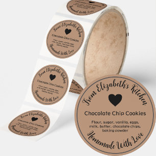 Homemade Baked Goods Ingredients Kraft Paper Brown Classic Round Sticker
