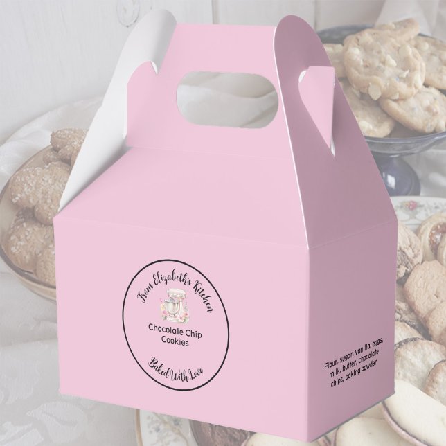 Homemade Baked Goods Ingredients Pink Floral Mixer Favor Boxes (Creator Uploaded)