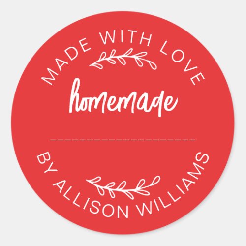 Homemade Baked Goods Jam Cookies Bright Red Classic Round Sticker