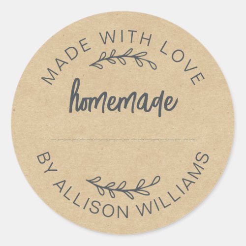 Homemade Baked Goods Jam Cookies Kraft Classic Round Sticker