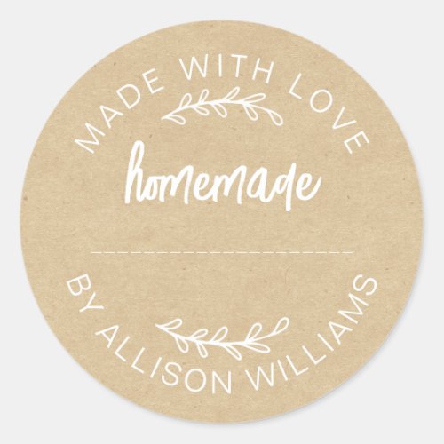 Homemade Baked Goods Jam Cookies Kraft Classic Round Sticker