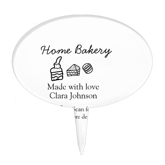Homemade bakery add your text name custom  cake topper (Front)