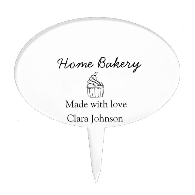 Homemade bakery add your text name custom  cake topper (Front)