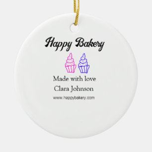 Homemade bakery add your text name custom ceramic ornament