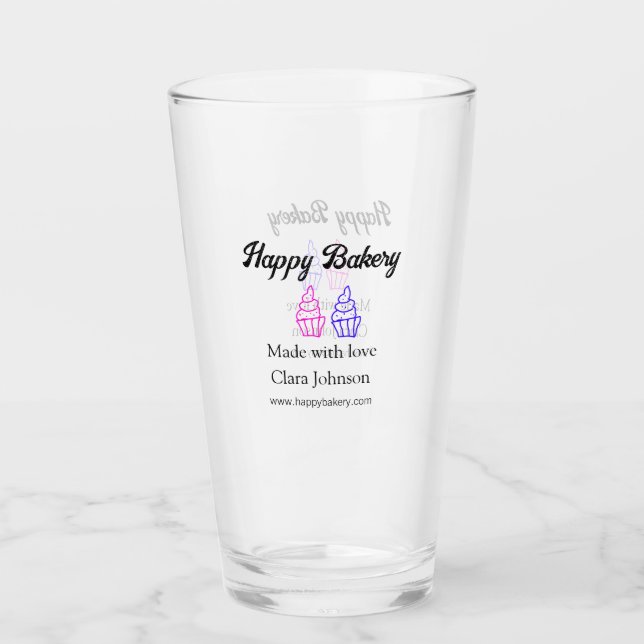 Homemade bakery add your text name custom  glass (Front)