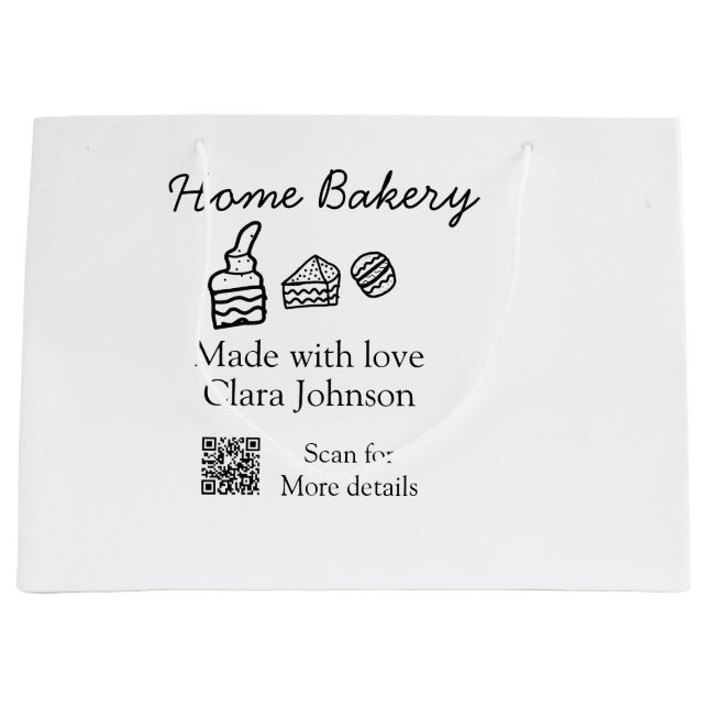 Homemade bakery add your text name custom  large gift bag (Front)