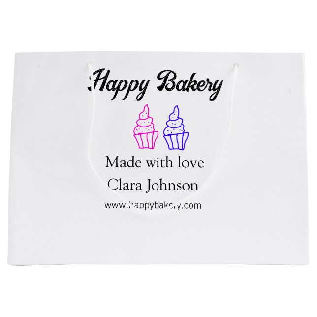 Homemade bakery add your text name custom  large gift bag (Front)