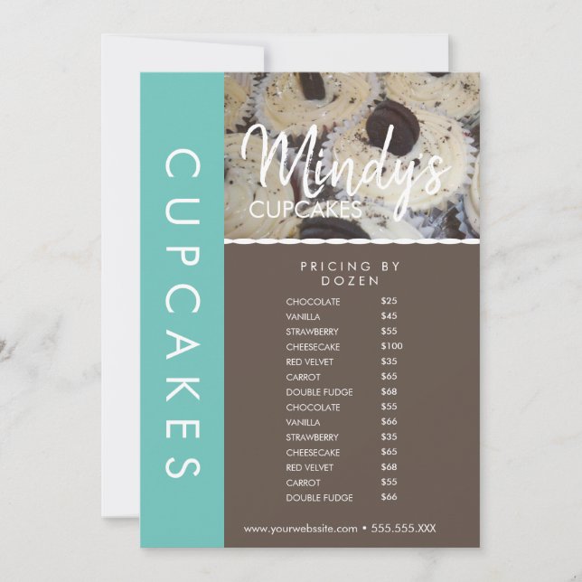 Homemade Bakery Cupcakes Flyer Pricing List B Invitation (Front)
