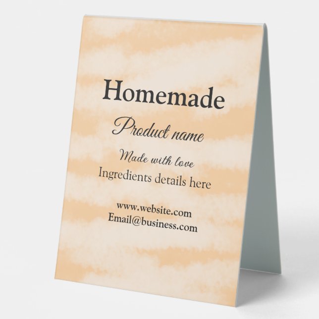 Homemade bakery made with love add text website table tent (Front)