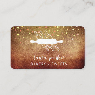 Homemade Bakery Rolling Pin White Gold Vintage Business Card