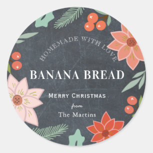 Homemade Baking Gifts Floral Chalkboard Holiday Classic Round Sticker