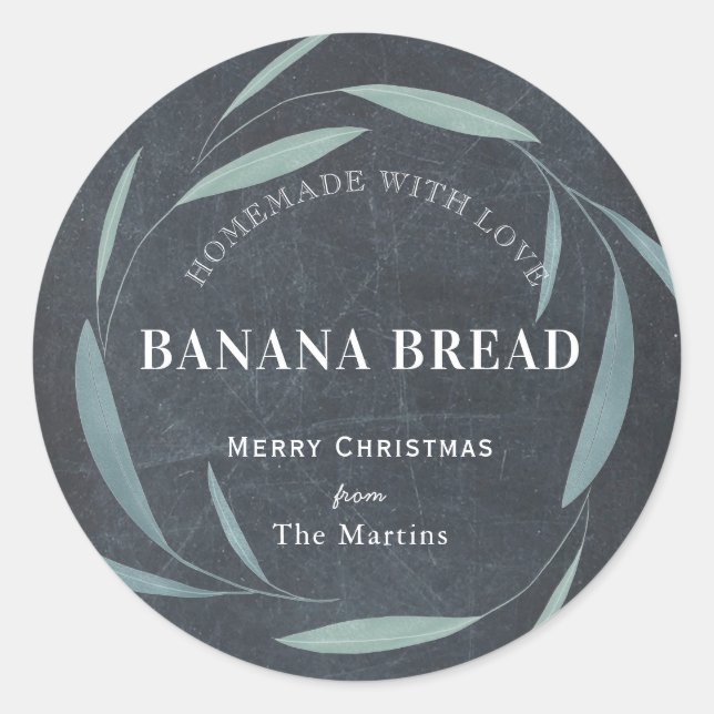 Homemade Baking Gifts Greenery Chalkboard Holiday Classic Round Sticker (Front)