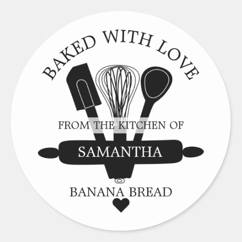 Homemade Banana Bread Baked With love Classic Round Sticker