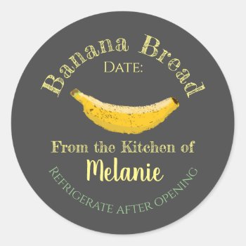 Homemade Banana Bread Chalk Art Baking Classic Round Sticker by alinaspencil at Zazzle