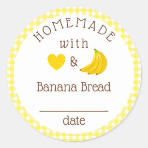 Homemade Banana Bread Gingham  Classic Round Sticker