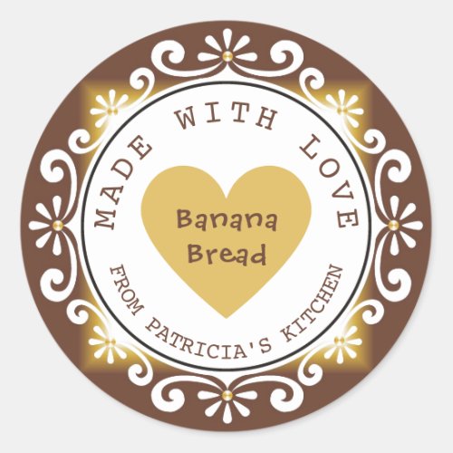 Homemade Banana Bread Made With Love Classic Round Sticker