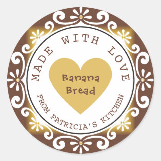 Homemade Banana Bread Made With Love Classic Round Sticker