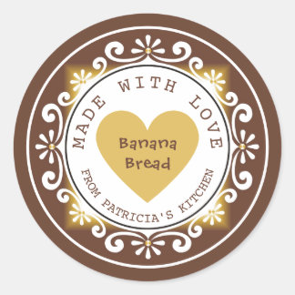 Homemade Banana Bread Made With Love Classic Round Sticker