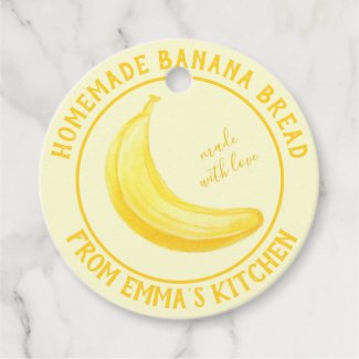 Homemade Banana Bread - Made with love Favor Tags