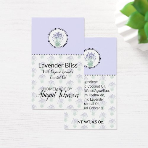 Homemade Bath  Body Label Lavender  Gift Tag