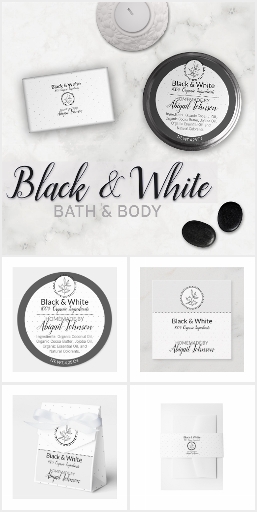 Homemade Bath + Body Packaging :  Black + White