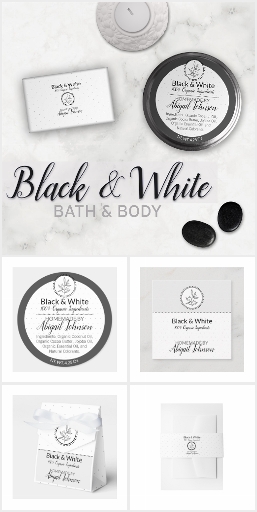 Homemade Bath + Body Packaging :  Black + White