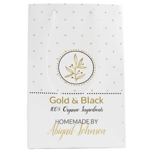 Homemade Bath  Body Packaging  Gold  Black Medium Gift Bag